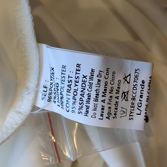 Banjul White Long Sleeve Mesh Insert Pearl Embellished Mini Dress Shoulder Large - Picture 9 of 10